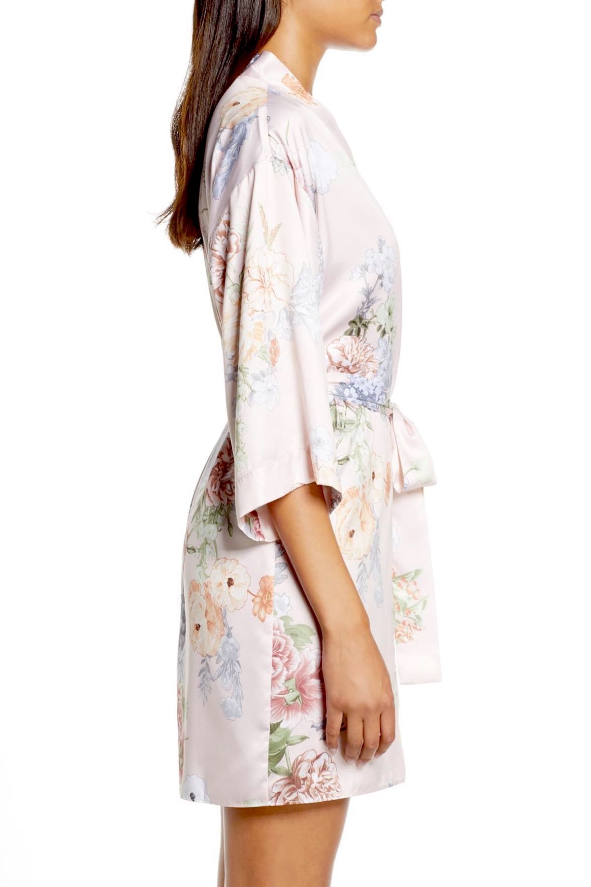 Flora Nikrooz Peach Arisa Floral Print Kimono Wrap Robe