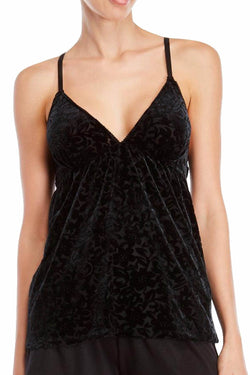 Flora by Flora Nikrooz Black Velvet Erika Burnout Pajama Top thumbnail 1