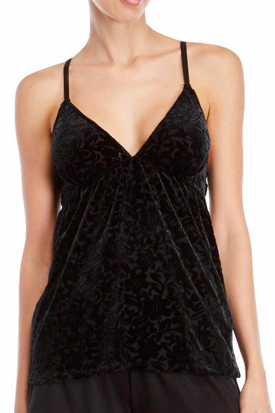 Flora by Flora Nikrooz Black Velvet Erika Burnout Pajama Top