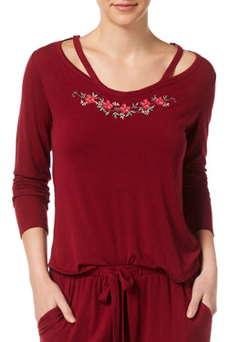 Flora by Flora Nikrooz Brick Eleanor Cut Out Neckline Lounge Top thumbnail 1