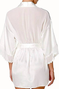 Flora by Flora Nikrooz Ivory Lace-Trim Vivian Wrap Robe thumbnail 3