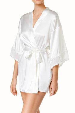 Flora by Flora Nikrooz Ivory Lace-Trim Vivian Wrap Robe thumbnail 2