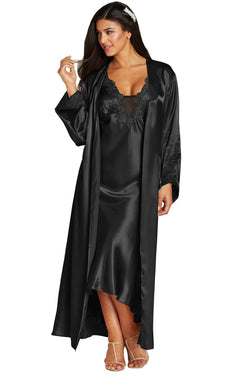 Flora by Flora Nikrooz PLUS Black Satin Stella Nightgown thumbnail 3