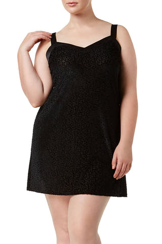 Flora by Flora Nikrooz PLUS Black Velvet-Knit Chemise