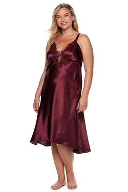 Flora by Flora Nikrooz PLUS Bordeaux Satin Charmeuse Stella Nightgown thumbnail 2