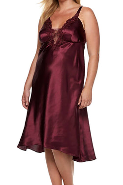Flora by Flora Nikrooz PLUS Bordeaux Satin Charmeuse Stella Nightgown thumbnail 1