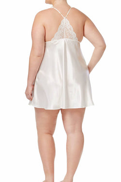 Flora by Flora Nikrooz PLUS Ivory Emma Lace-Trimmed Charmeuse Chemise thumbnail 4