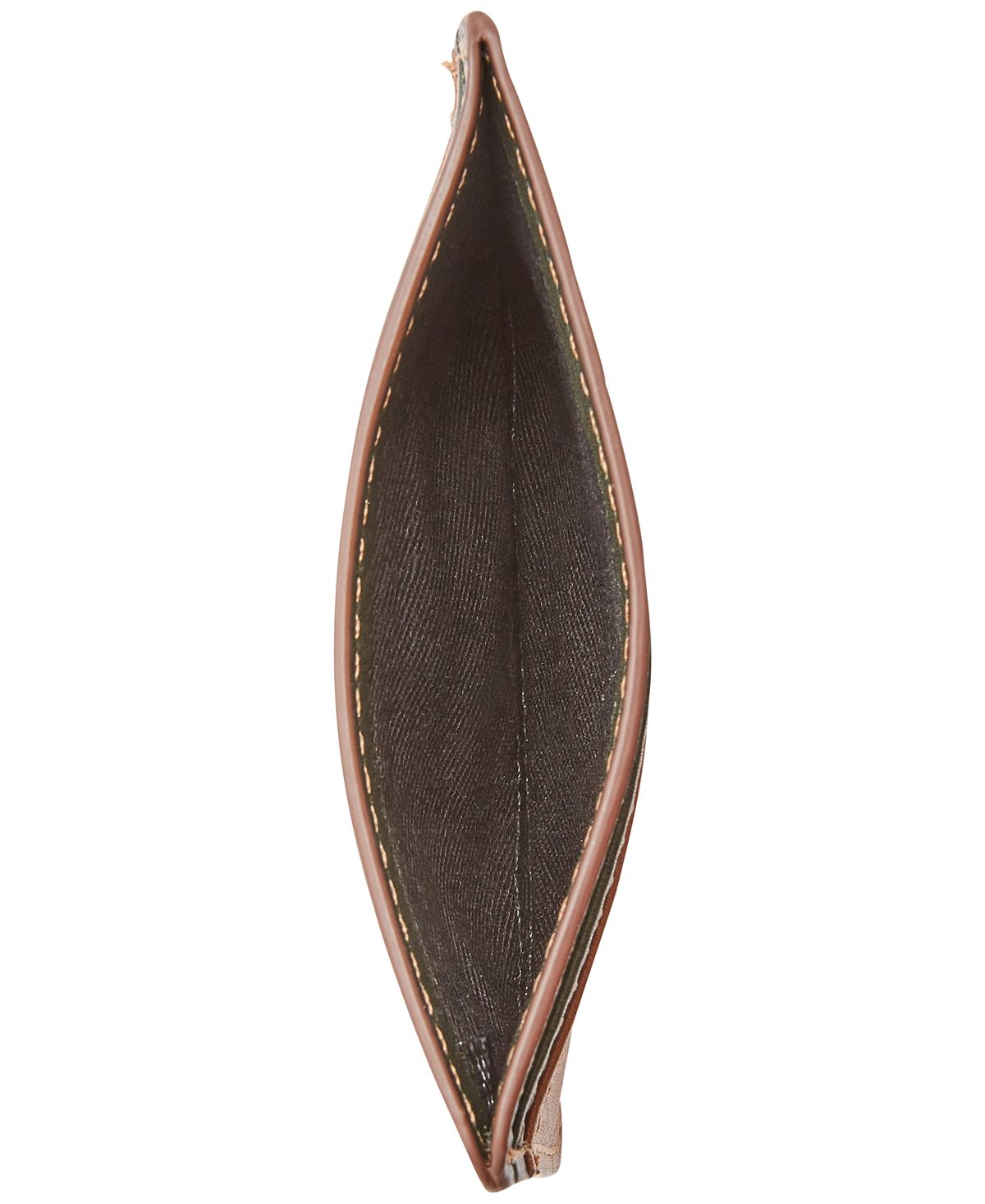 Fossil Andy Leather Colorblocked Printed Card Case Cognac