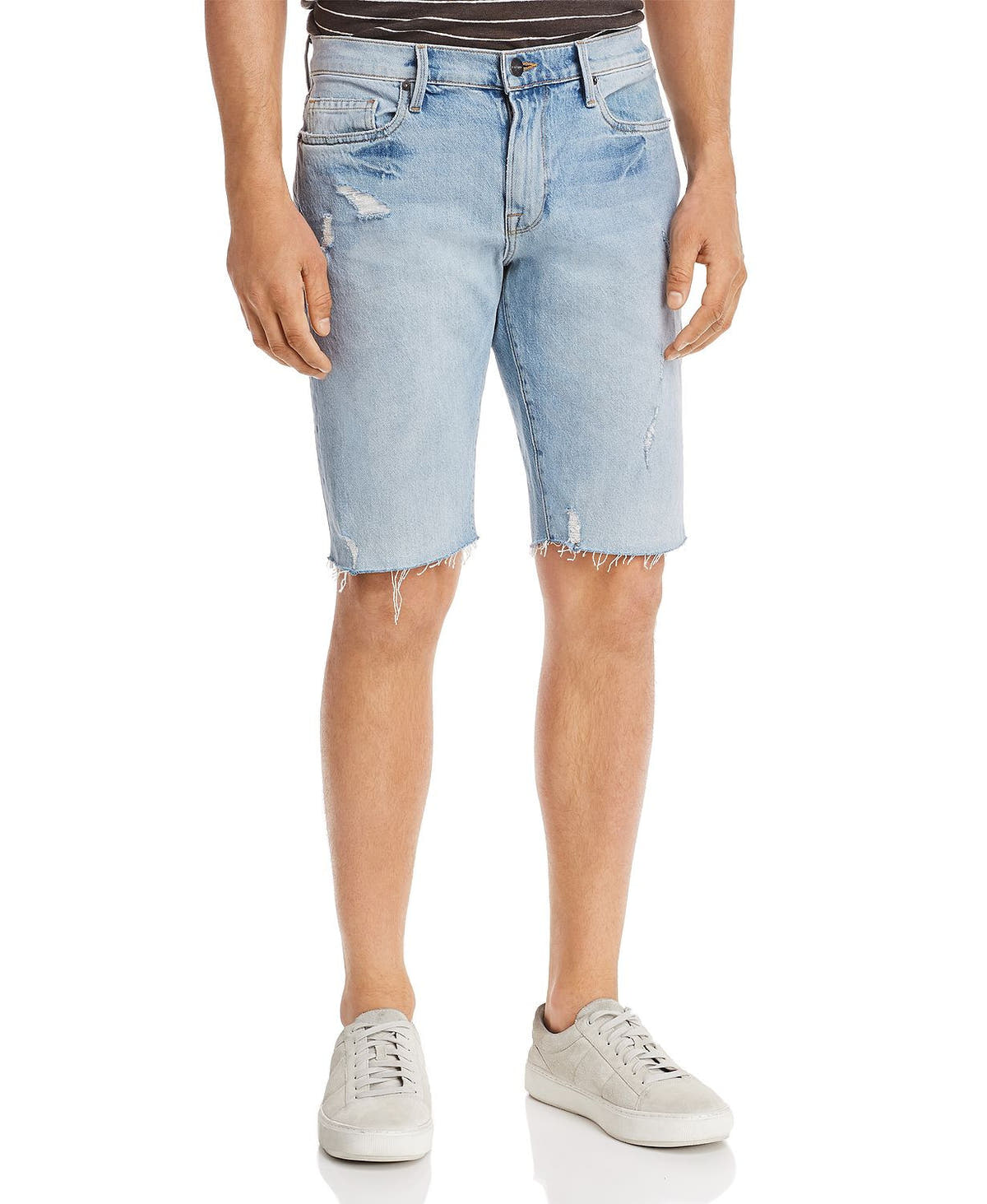 Frame L'homme Cut-off Straight Fit Denim Shorts In Hideout Hideout