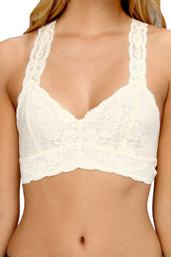 Free People Ivory Galloon-Lace Racerback Bralette thumbnail 2