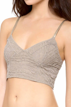 Free People Taupe Stretch Lace Cropped Bralette thumbnail 1