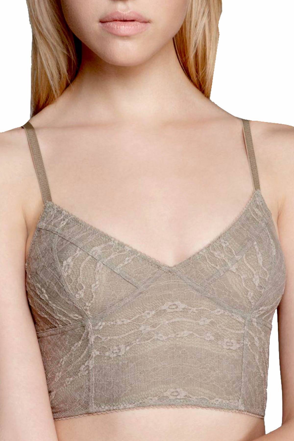 Free People Taupe Stretch Lace Cropped Bralette