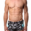 Freedom Reigns Aqua/Black Hawaiian-Print Aloha Square-Cut Swim Brief