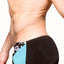 Freedom Reigns Aqua/Black Hawaiian-Print Aloha Square-Cut Swim Brief