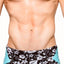 Freedom Reigns Aqua/Black Hawaiian-Print Aloha Square-Cut Swim Brief