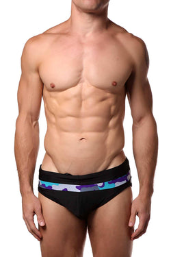 Freedom Reigns Black/Aqua-Camo Tech-Pro Swim Brief thumbnail 2