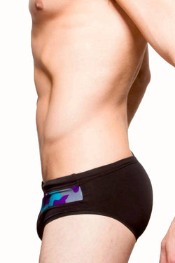 Freedom Reigns Black/Aqua-Camo Tech-Pro Swim Brief thumbnail 3