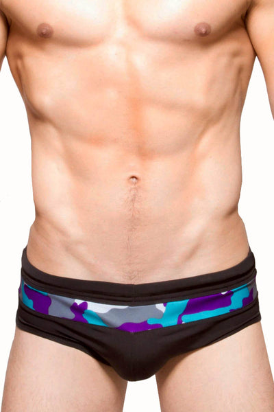 Freedom Reigns Black/Aqua-Camo Tech-Pro Swim Brief