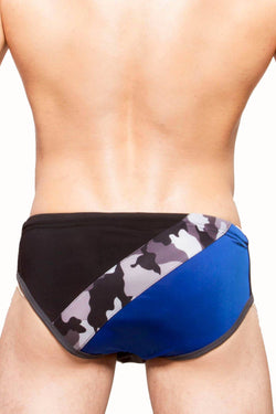 Freedom Reigns Black/Cyan/Grey-Camo Contrast Swim Brief thumbnail 2