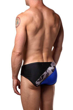 Freedom Reigns Black/Cyan/Grey-Camo Contrast Swim Brief thumbnail 1