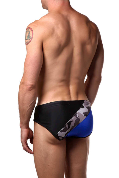 Freedom Reigns Black/Cyan/Grey-Camo Contrast Swim Brief