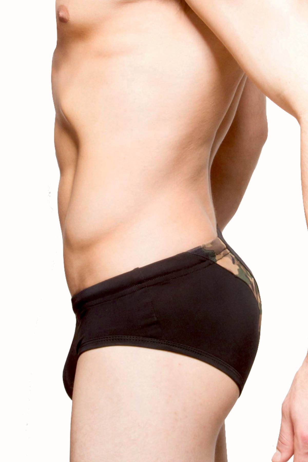 Freedom Reigns Black/Green-Camo Combat Swim Brief