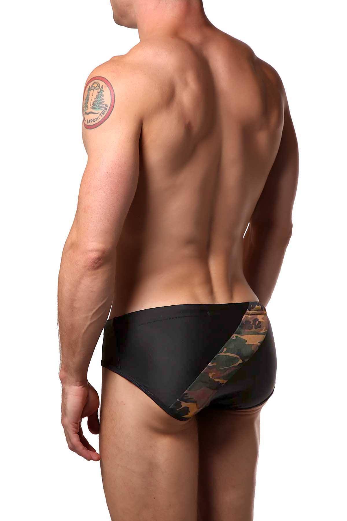 Freedom Reigns Black/Green-Camo Combat Swim Brief