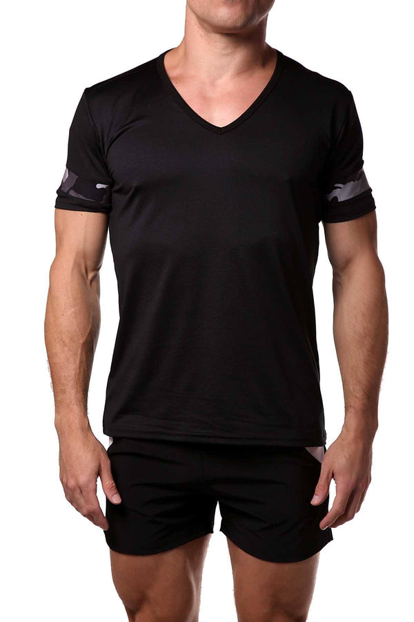 Freedom Reigns Black/Grey-Camo Sport-Mesh Contrast Tee