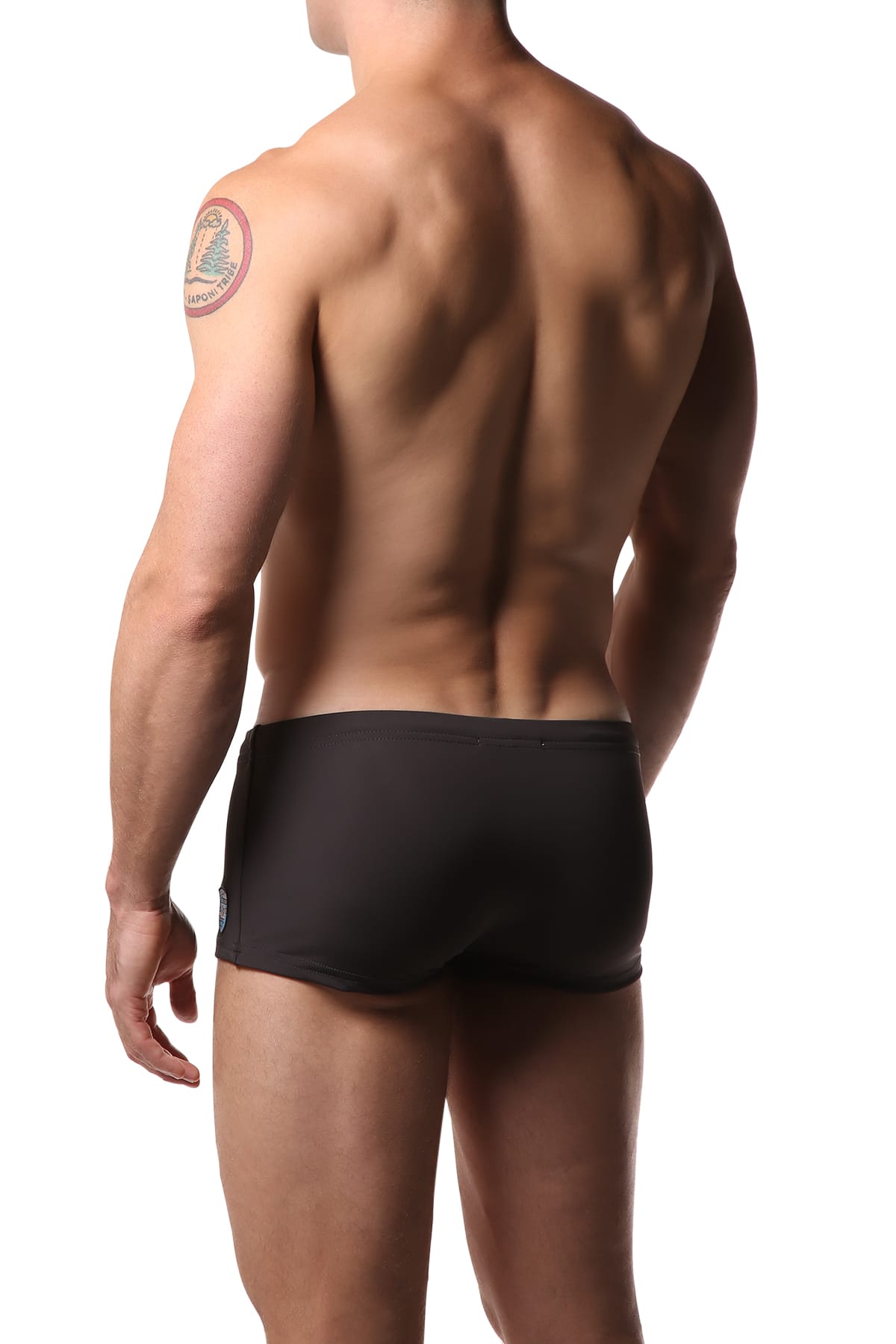 Freedom Reigns Charcoal & Black Applique Swim Trunk
