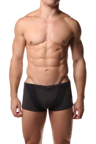 Freedom Reigns Charcoal & Black Applique Swim Trunk