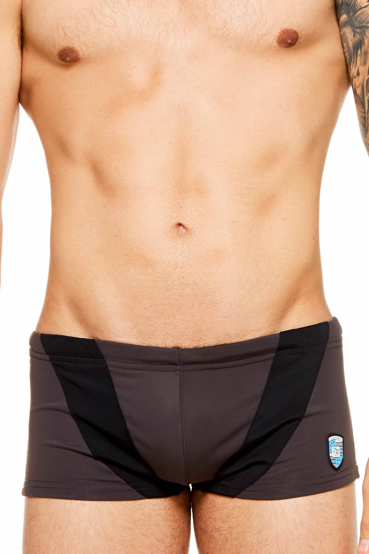 Freedom Reigns Charcoal & Black Applique Swim Trunk