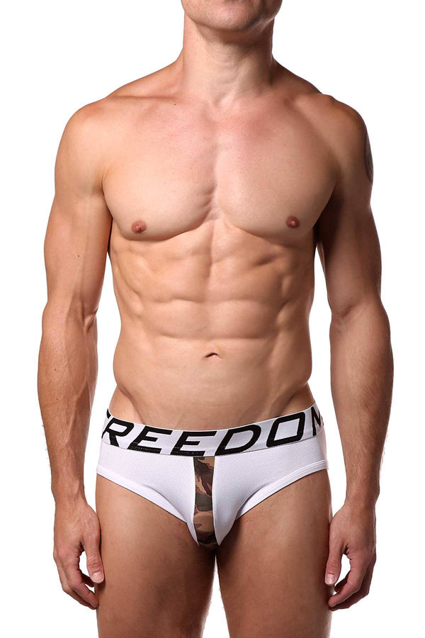 Freedom Reigns White/Green-Camo Sport-Mesh Combat Brief