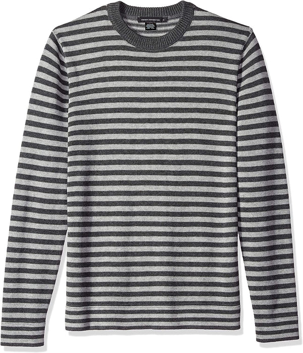French Connection Men's Long Sleeve Stripe Crew Neck Sweater
