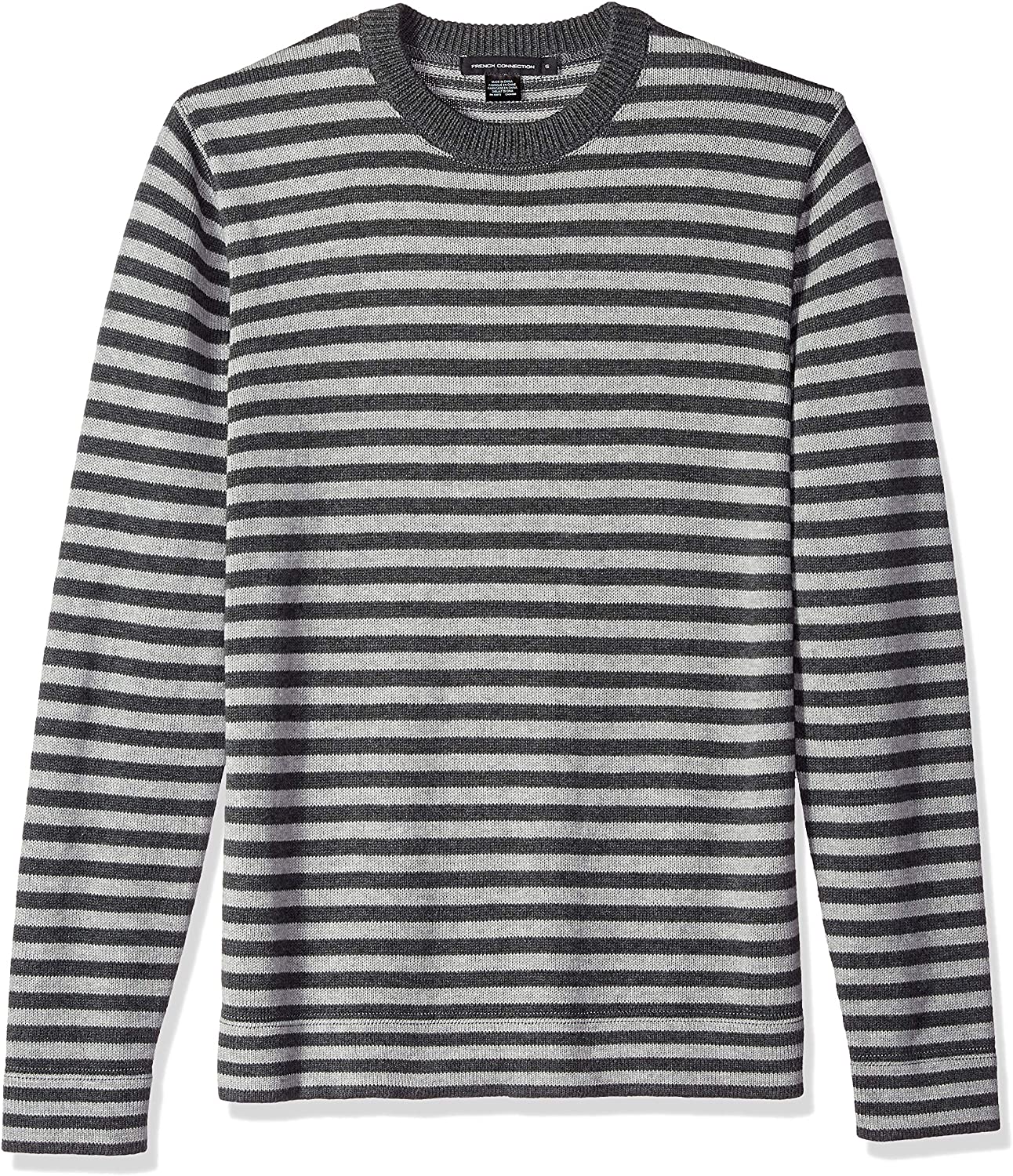 French Connection Men's Long Sleeve Stripe Crew Neck Sweater