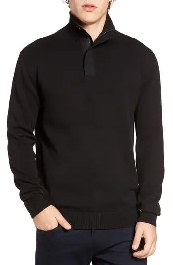 French Connection Men's Quarter Zip Sweater Black