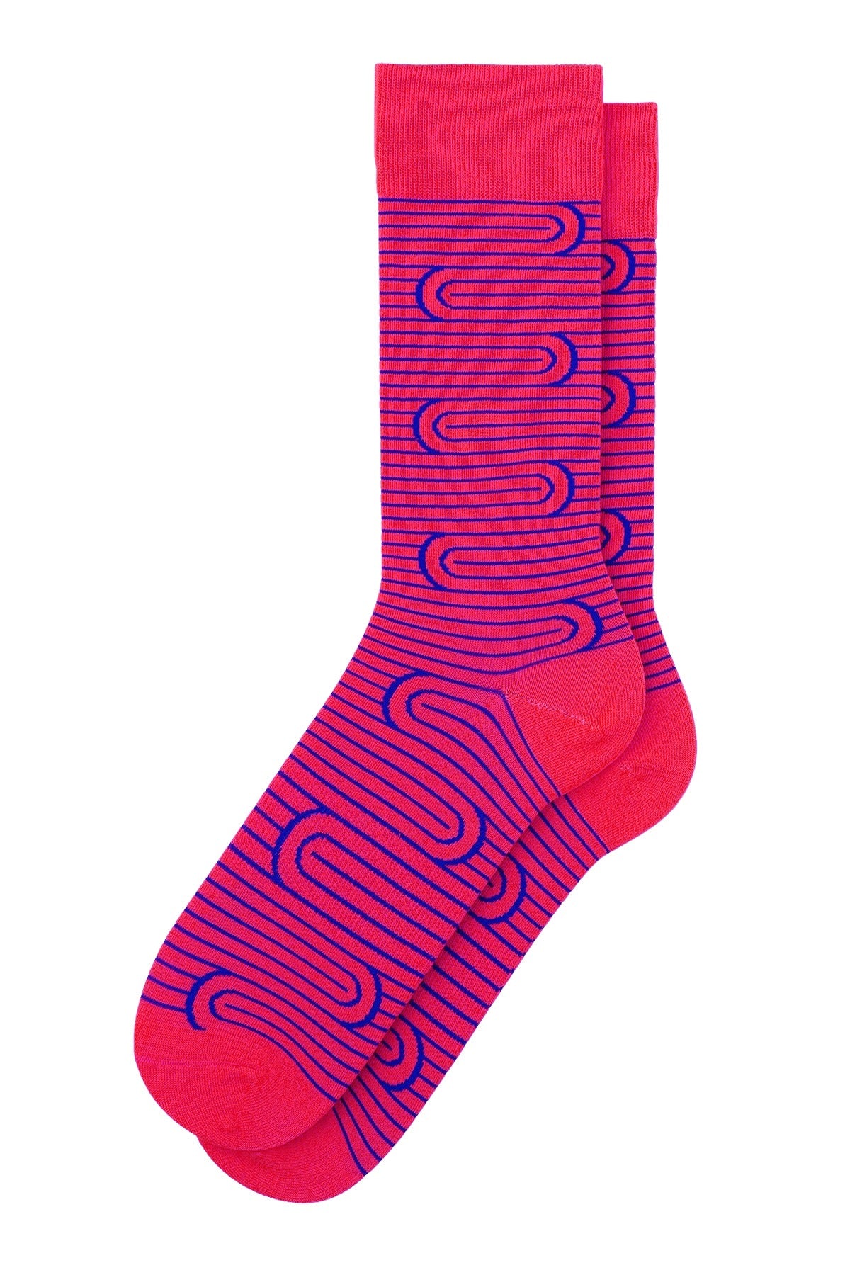 Fun Socks Bright Pink/Blue Spiral Stripe Crew Socks