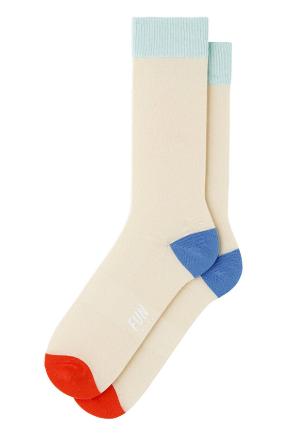 Fun Socks Cream/Blue/Coral Classic Crew Socks