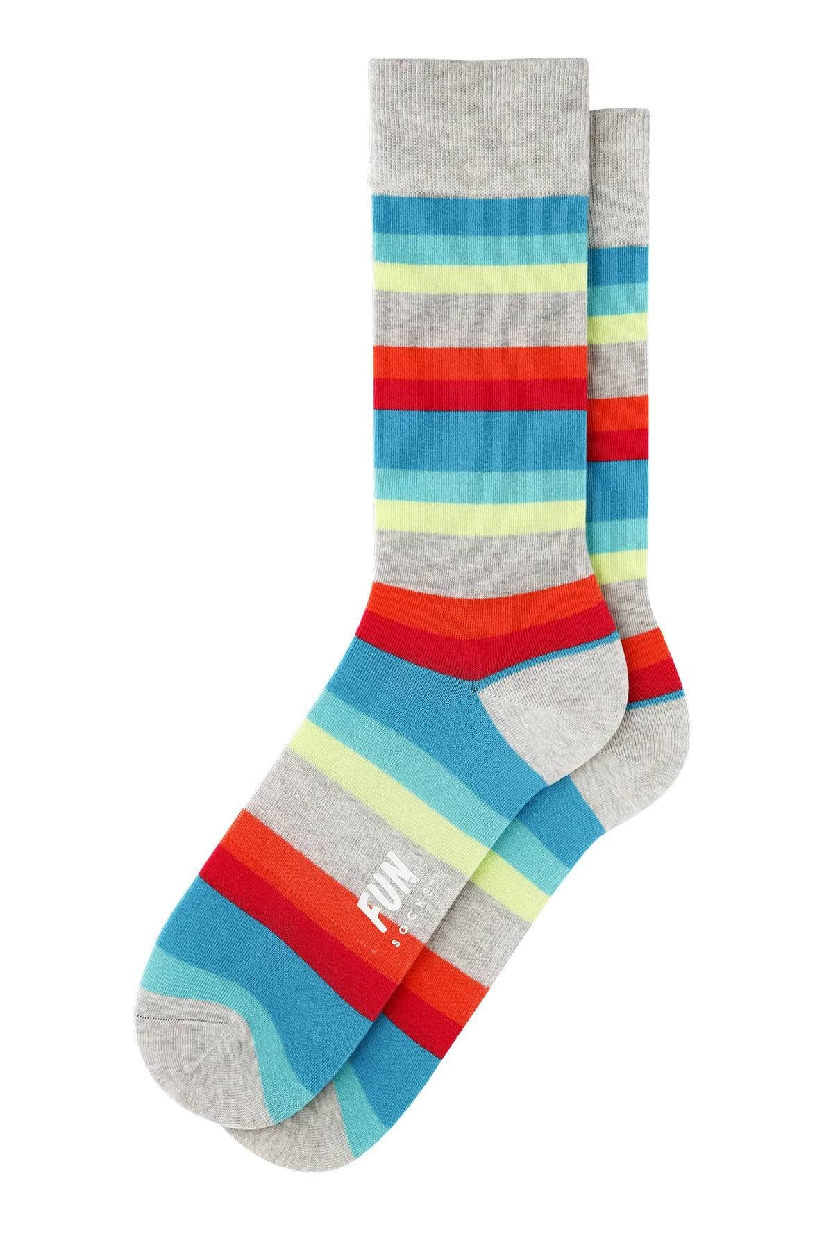 Fun Socks Multicolor Bold Stripe Crew Socks