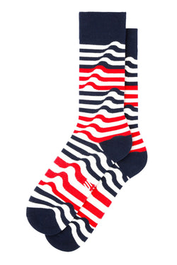 Fun Socks Navy Ribbon Stripe Crew Socks thumbnail 1