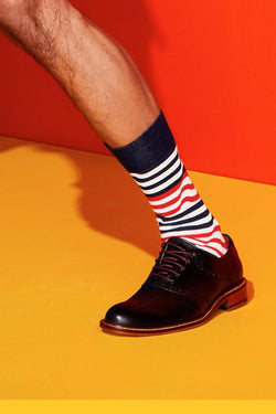 Fun Socks Navy Ribbon Stripe Crew Socks thumbnail 2
