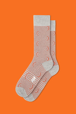 Fun Socks Orange/Grey Spiral Stripe Crew Socks thumbnail 2