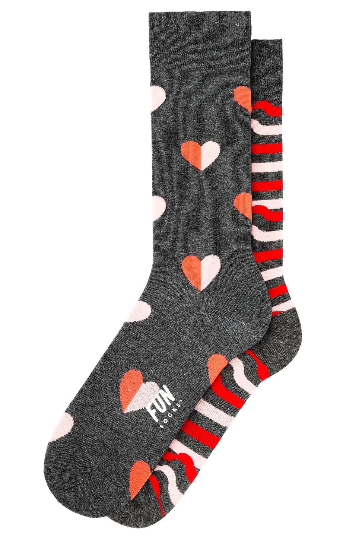 Fun Socks Pink/Grey Singles Awareness Crew Socks