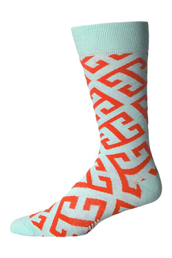 Fun Socks Seafoam/Orange Key Geo Crew Socks thumbnail 2
