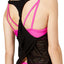 GO by Gossip Black/Pink Sporty Splice Layered Crochet Tankini Top