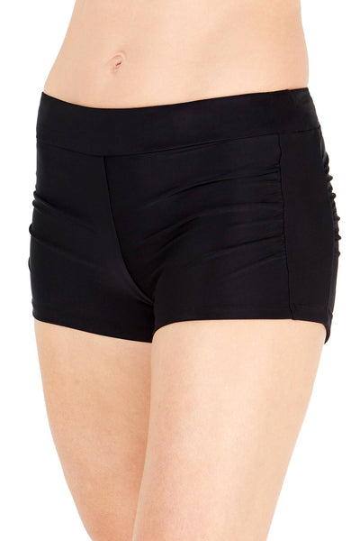 GO by Gossip Black Ruched Swim Boyshort