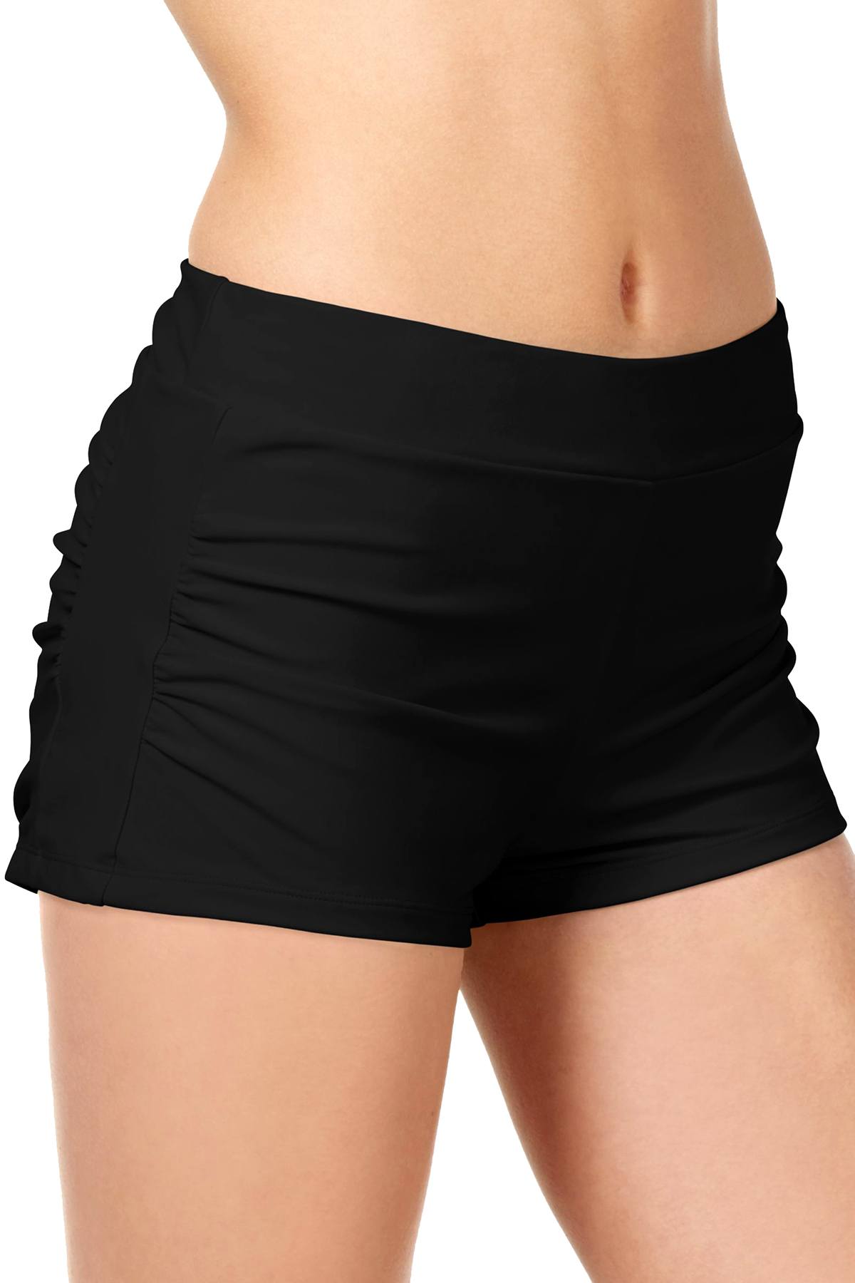 GO by Gossip Black Ruched Swim Boyshort