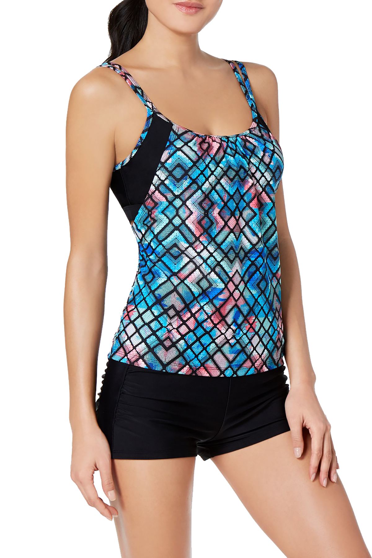 GO by Gossip Black Ruched Swim Boyshort