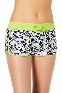 GO by Gossip Black/White Geo Graphic Content Swim Short thumbnail 1