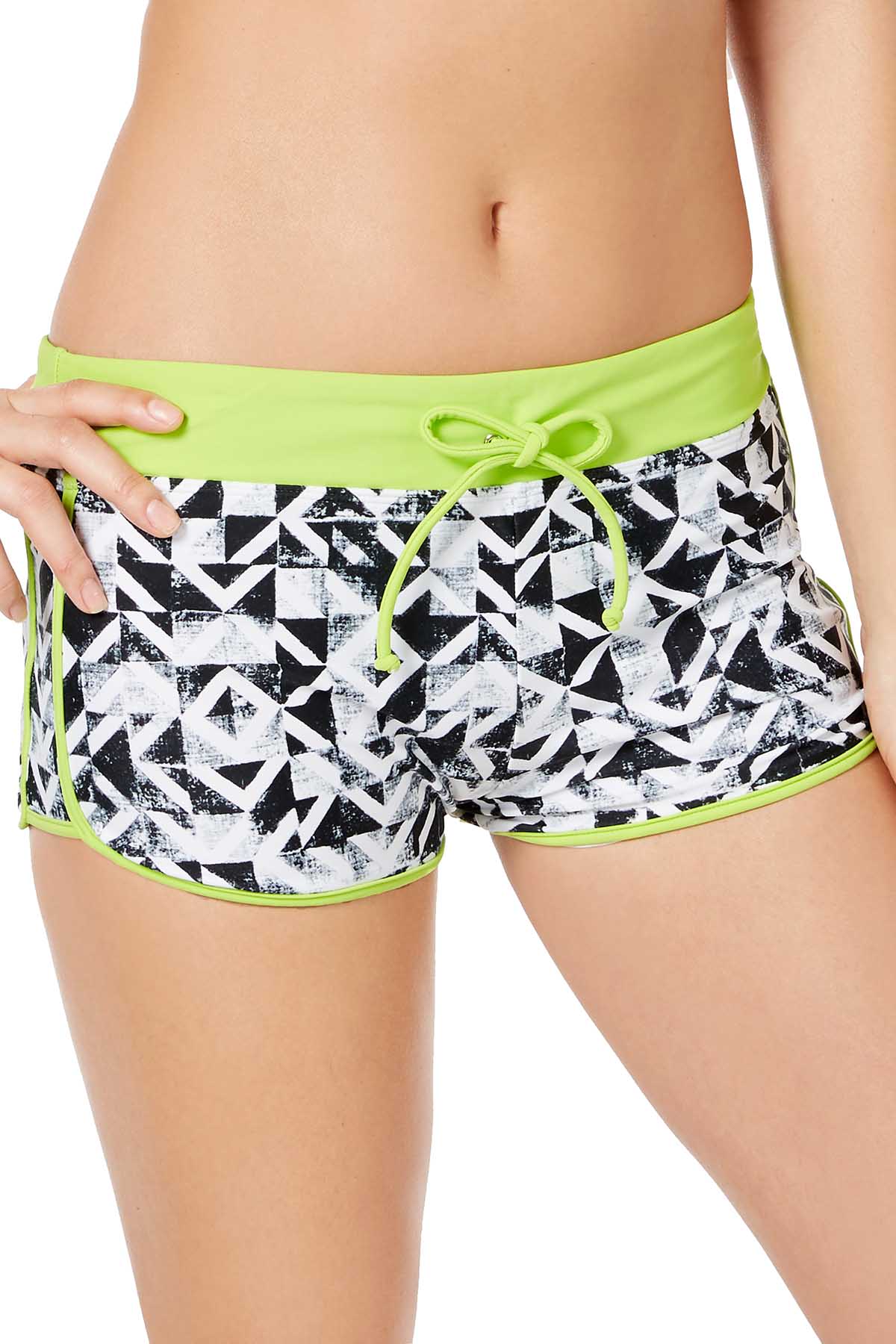 GO by Gossip Black/White Geo Graphic Content Swim Short