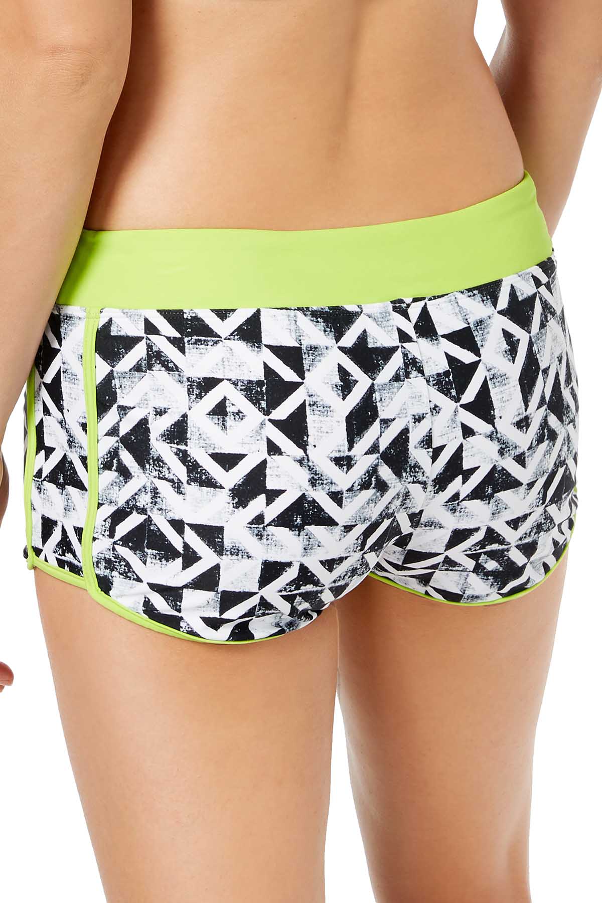 GO by Gossip Black/White Geo Graphic Content Swim Short